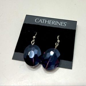 Catherines Violet Black gemstone Silver Tone Dangle